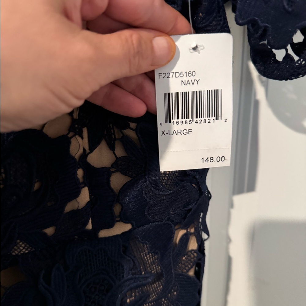 Adelyn Rae Navy Floral Lace Mini Dress - Picture 5 of 16